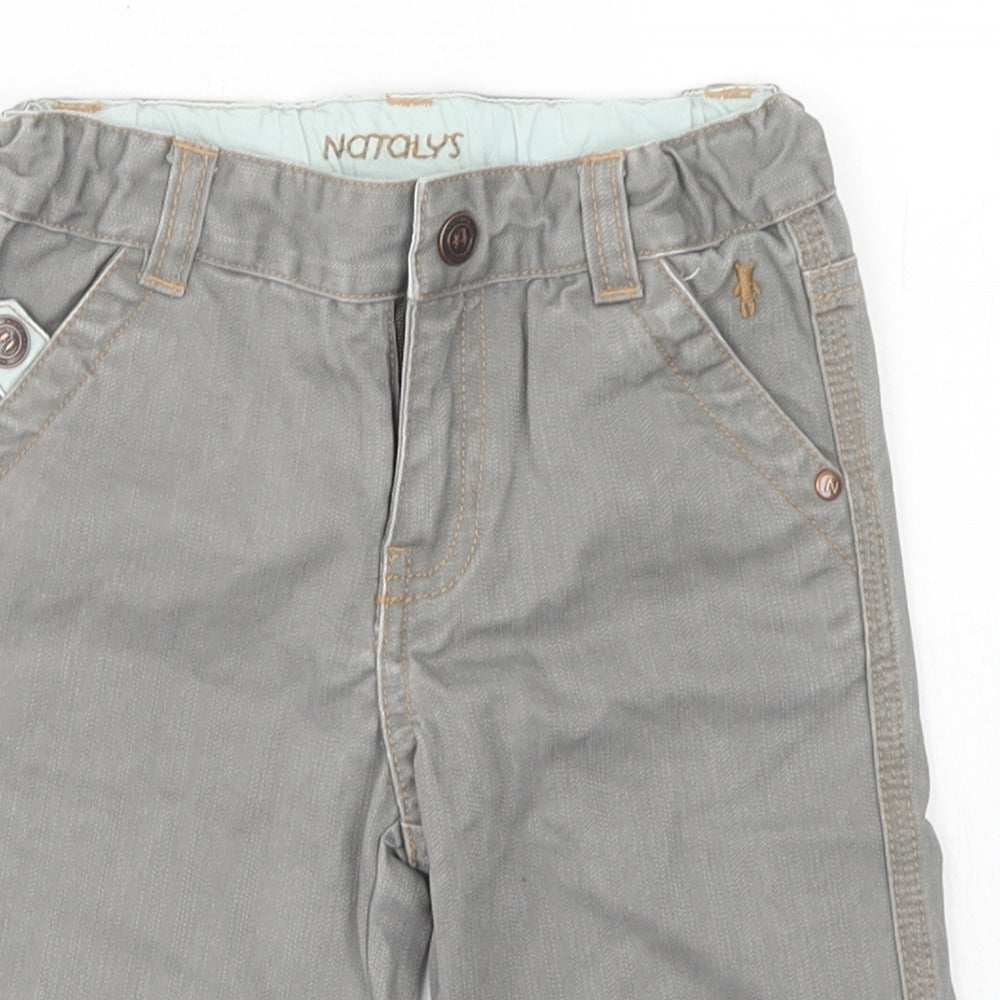 Natalys Boys Grey  Cotton Capri Jeans Size 12 Months  Hook & Eye