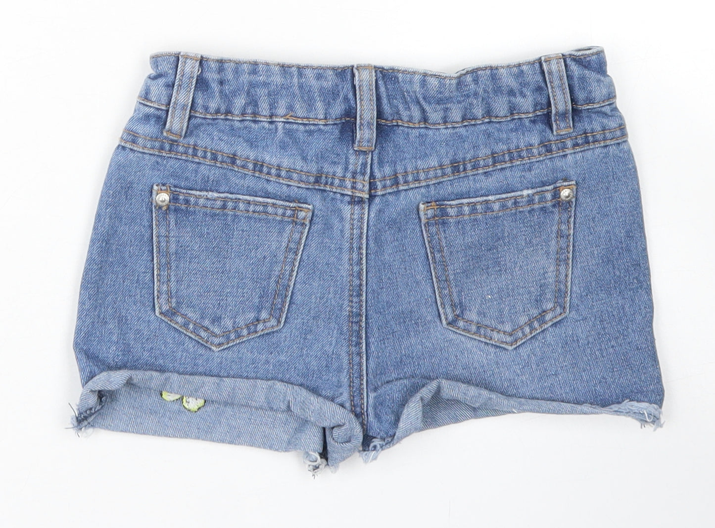 Matalan Girls Blue  Cotton Cut-Off Shorts Size 6 Years  Regular Buckle