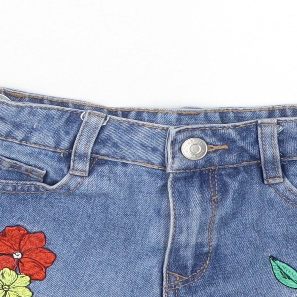 Matalan Girls Blue  Cotton Cut-Off Shorts Size 6 Years  Regular Buckle