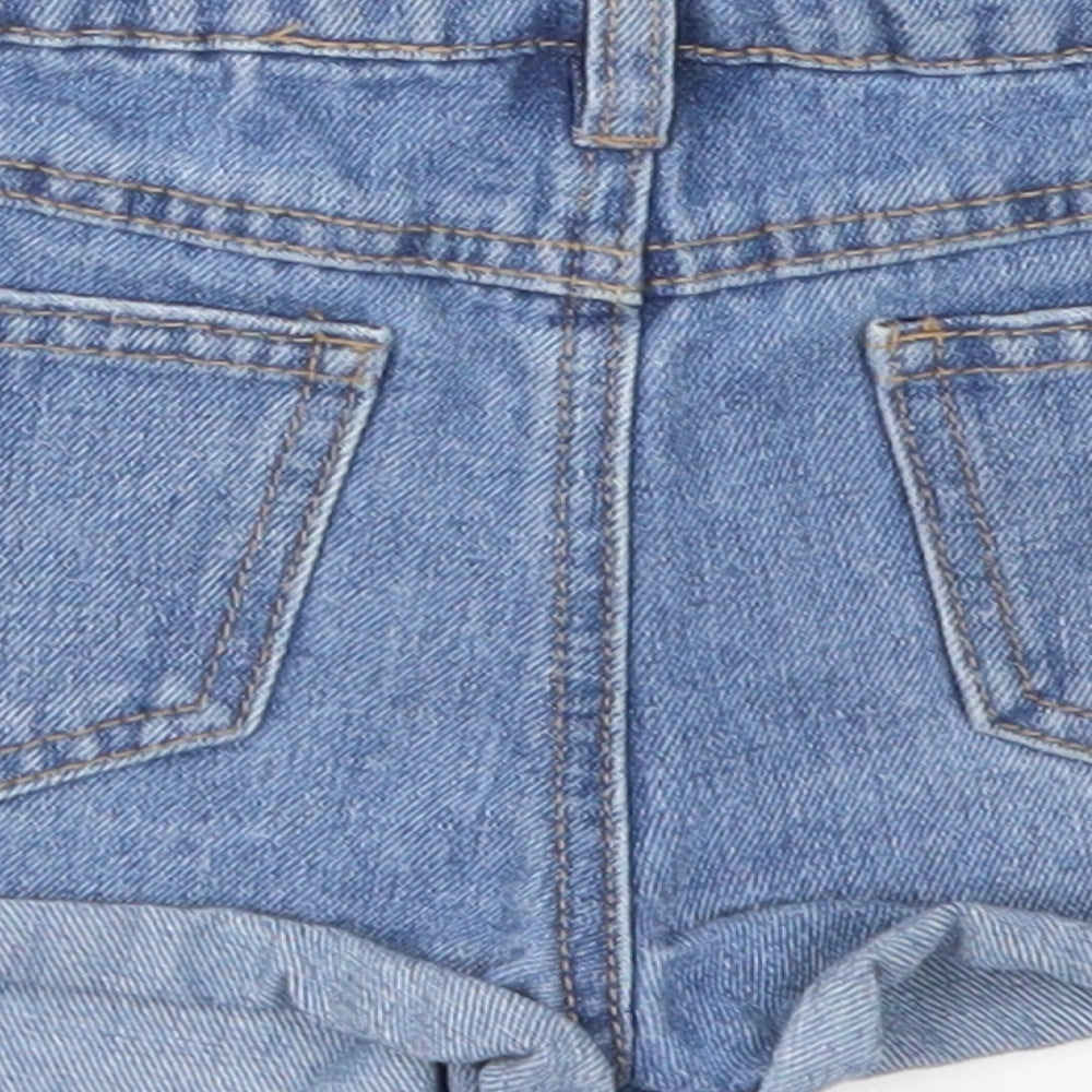 Matalan Girls Blue  Cotton Cut-Off Shorts Size 6 Years  Regular Buckle