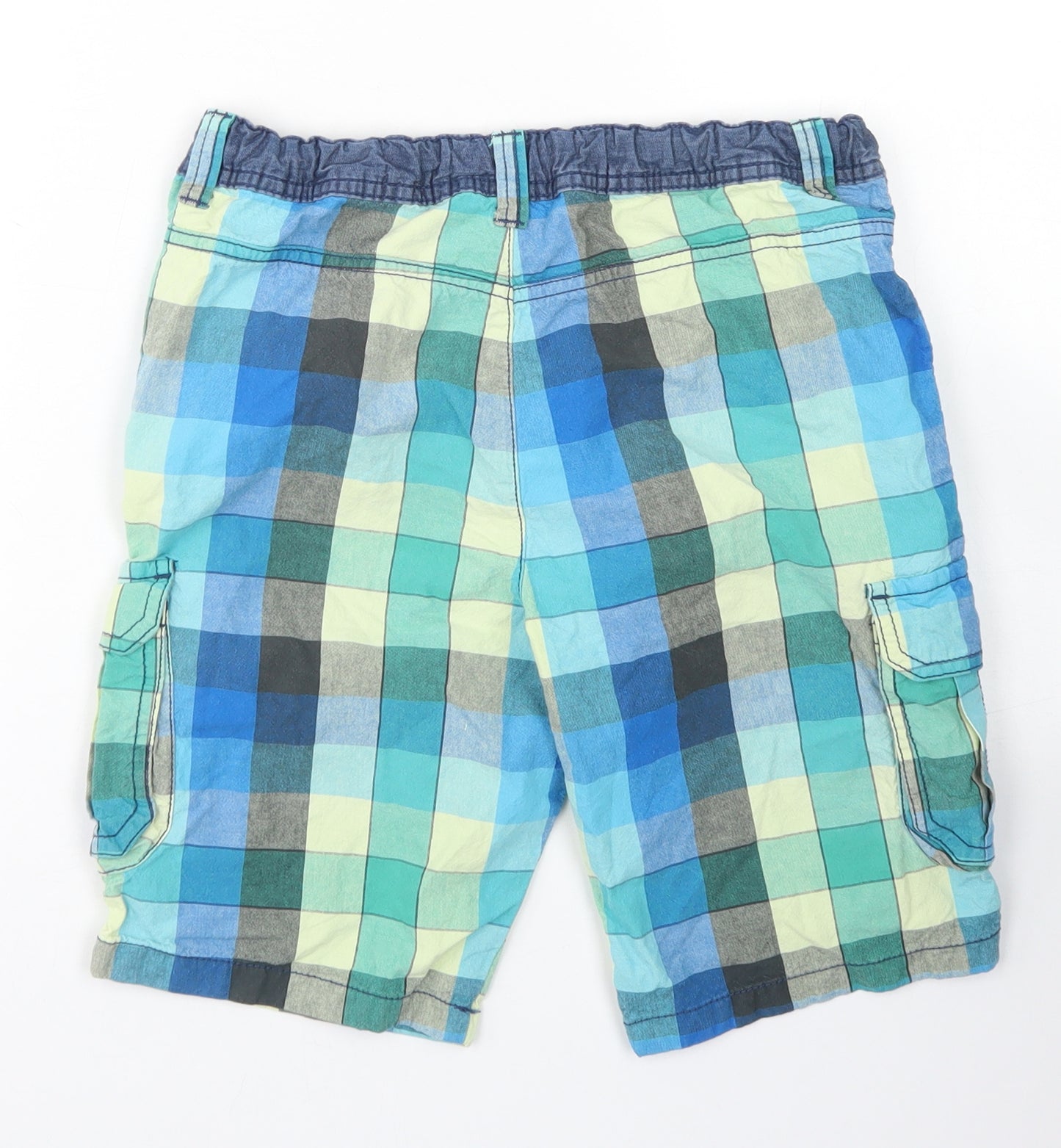 Nutmeg Boys Blue Check Cotton Cargo Shorts Size 11-12 Years  Regular Buckle