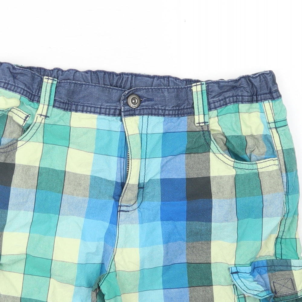 Nutmeg Boys Blue Check Cotton Cargo Shorts Size 11-12 Years  Regular Buckle