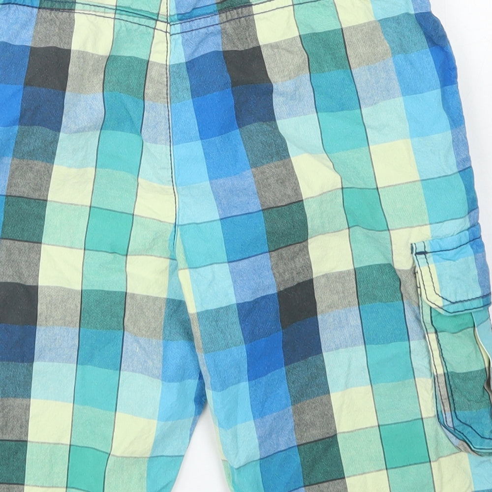 Nutmeg Boys Blue Check Cotton Cargo Shorts Size 11-12 Years  Regular Buckle
