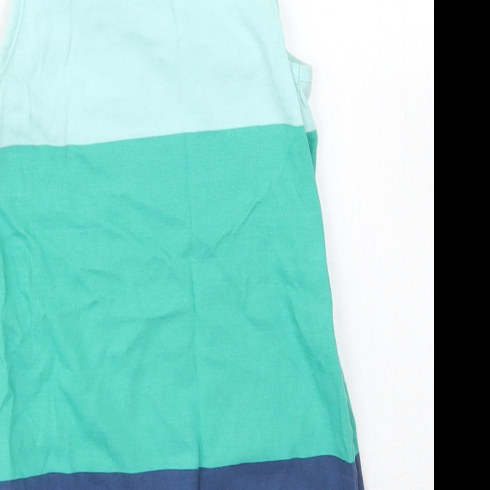F&F Boys Blue Colourblock Cotton Romper One-Piece Size 6-9 Months  Snap