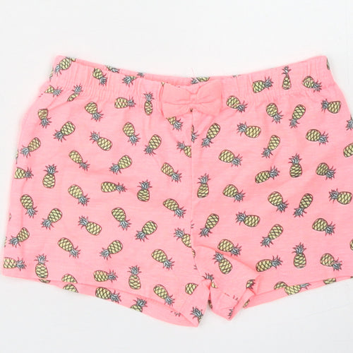 Primark Girls Pink Spotted Cotton Cropped Trousers Size 9-12 Months   - Pineapple Print