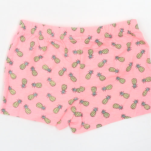 Primark Girls Pink Spotted Cotton Cropped Trousers Size 9-12 Months   - Pineapple Print