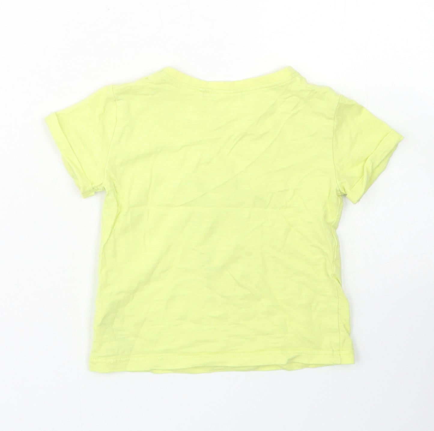 NEXT Girls Yellow  Cotton Basic T-Shirt Size 12-18 Months Crew Neck  - Cactus