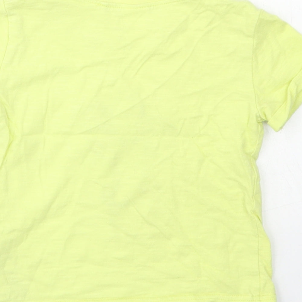 NEXT Girls Yellow  Cotton Basic T-Shirt Size 12-18 Months Crew Neck  - Cactus