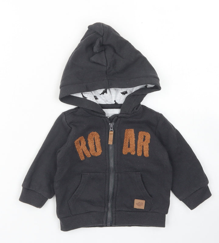 F&F Boys Grey   Jacket  Size 0-3 Months   Zip - Dinosaur hood
