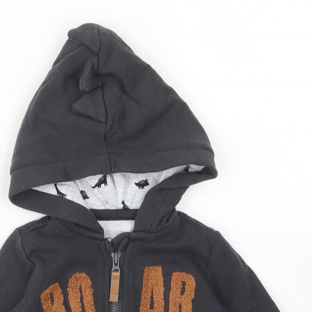 F&F Boys Grey   Jacket  Size 0-3 Months   Zip - Dinosaur hood
