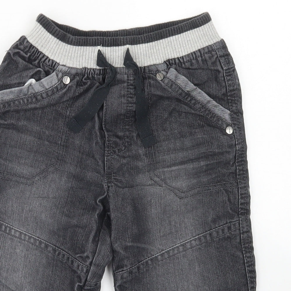 Mothercare Boys Grey  Cotton Cargo Jeans Size 18-24 Months  Drawstring