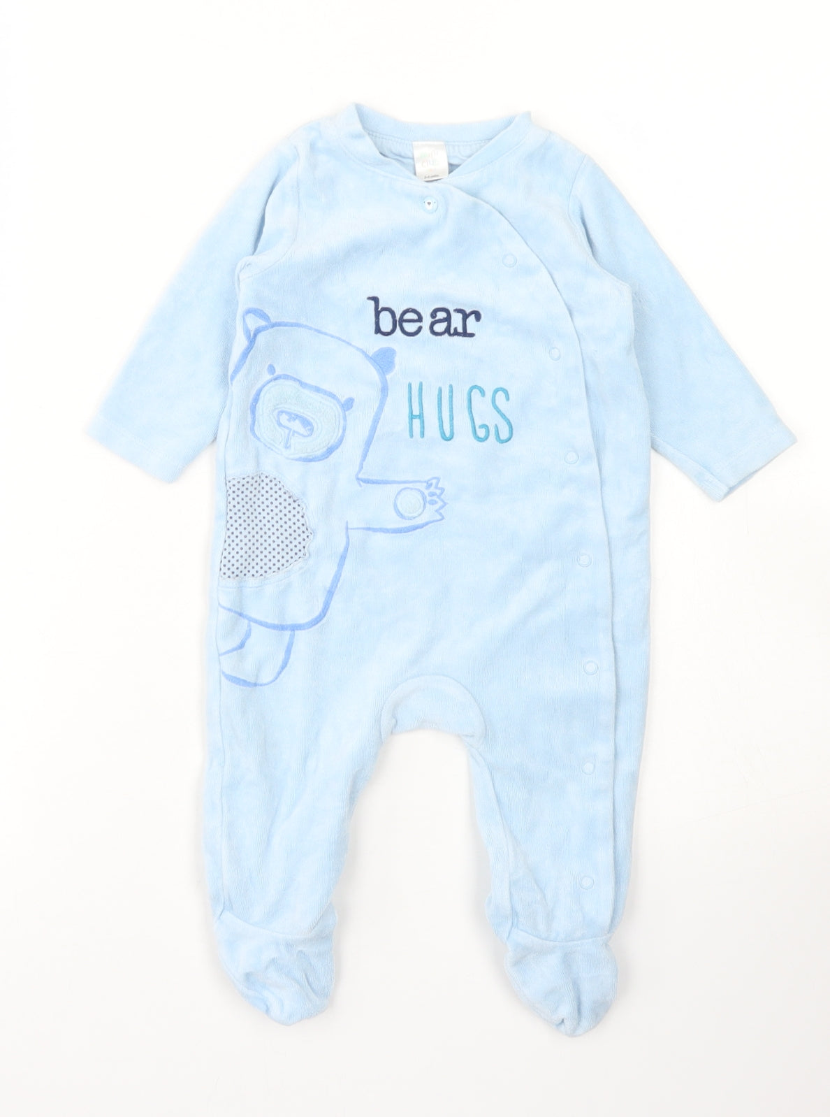 Mini Club Boys Blue  Cotton Babygrow One-Piece Size 3-6 Months  Snap - Bear Hugs