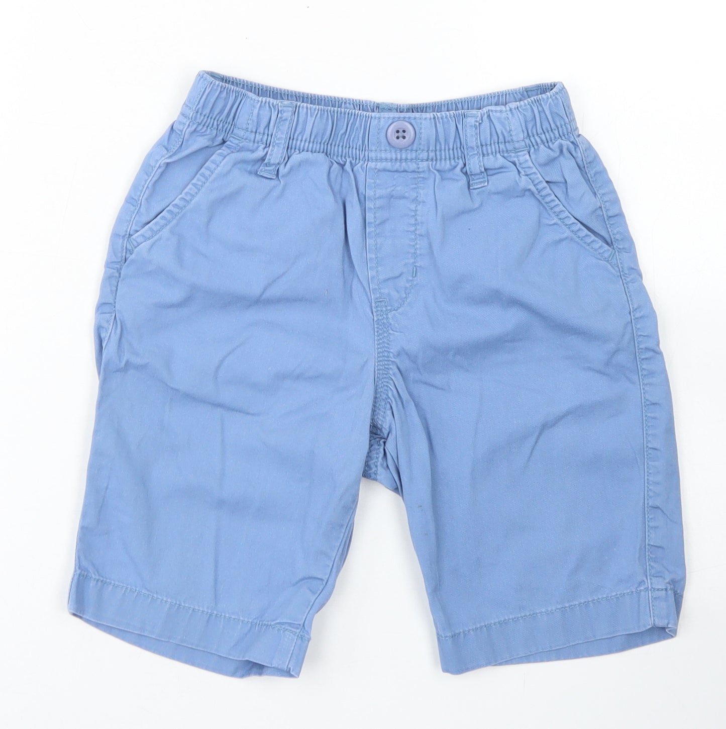 Uni Qlo Boys Blue  Cotton Chino Shorts Size 5-6 Years  Regular Drawstring