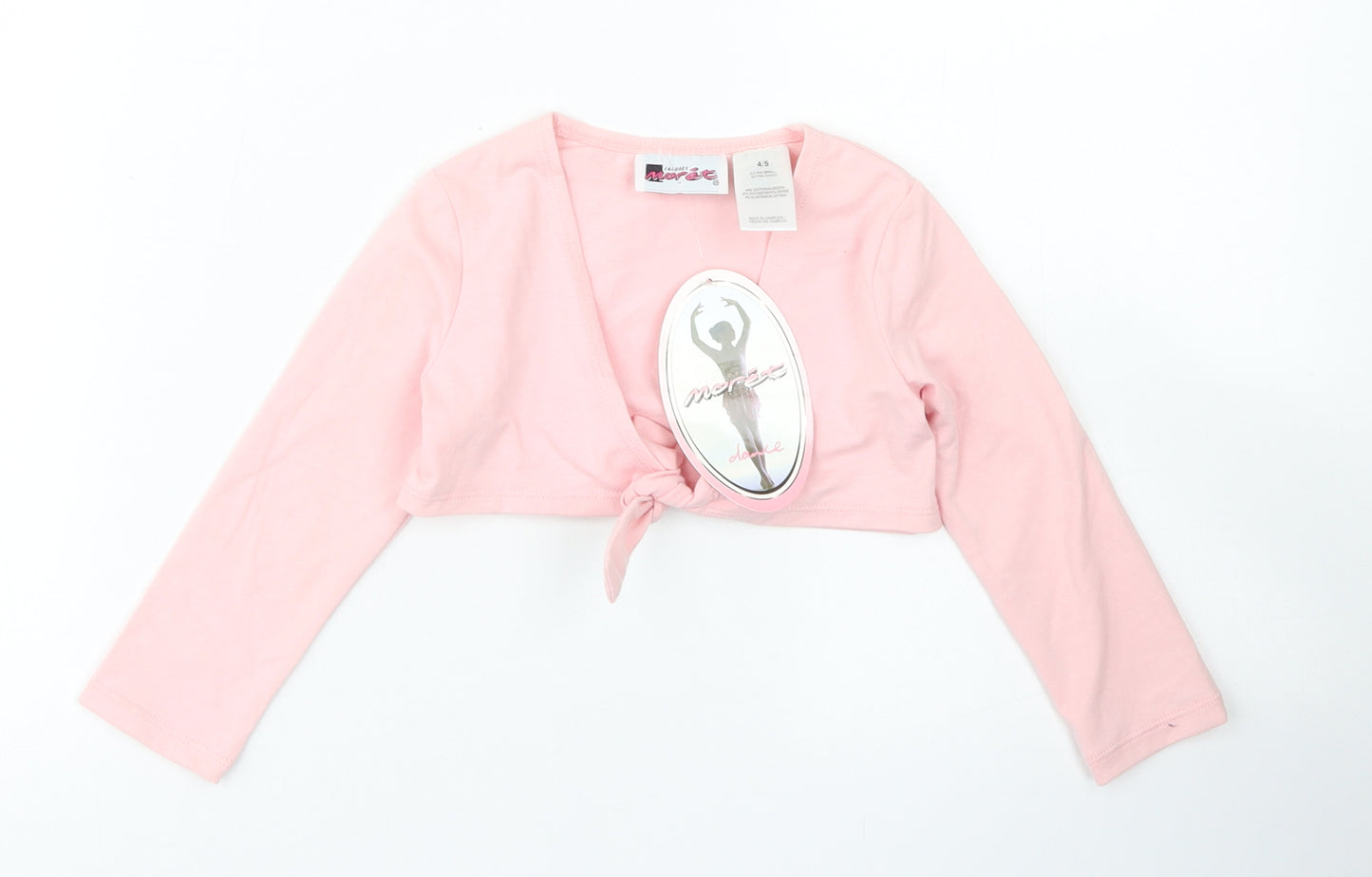 Jacques Morét Girls Pink V-Neck  Cotton Cardigan Jumper Size 4-5 Years  Tie - Ballet