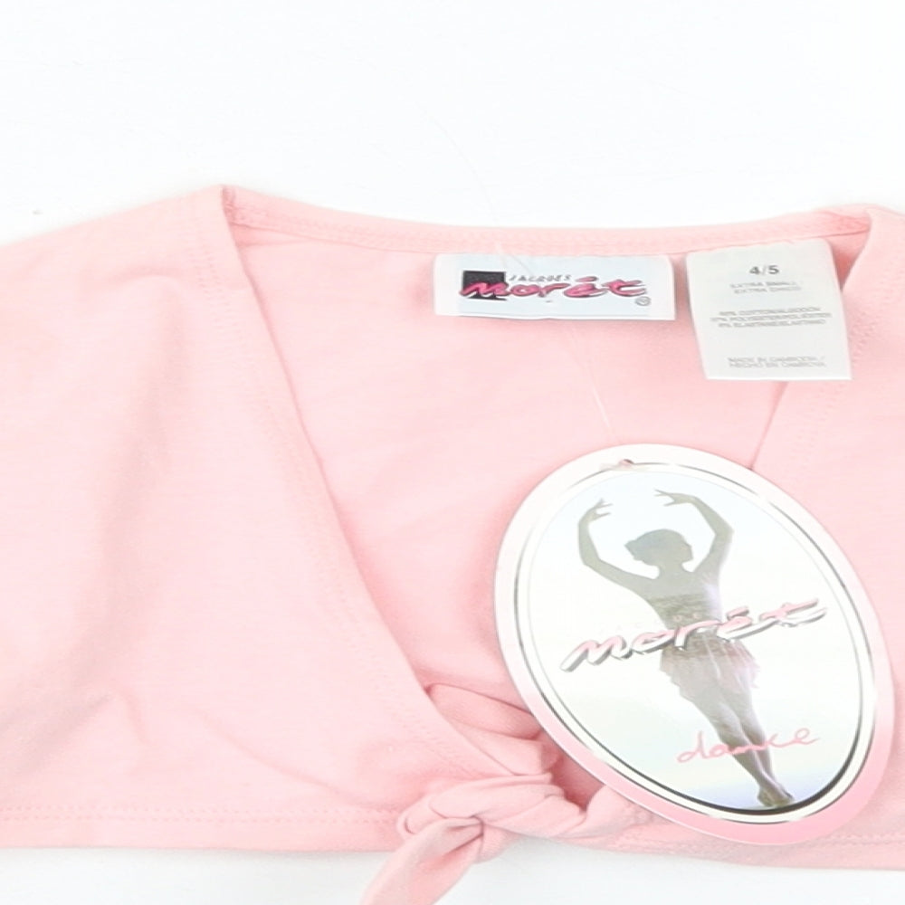Jacques Morét Girls Pink V-Neck  Cotton Cardigan Jumper Size 4-5 Years  Tie - Ballet