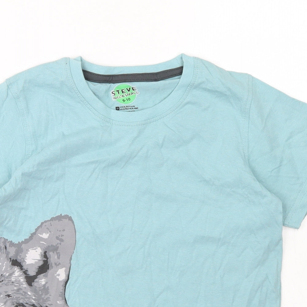 Mountain Warehouse Boys Blue  Cotton Basic T-Shirt Size 9-10 Years Crew Neck  - Steve Backshall