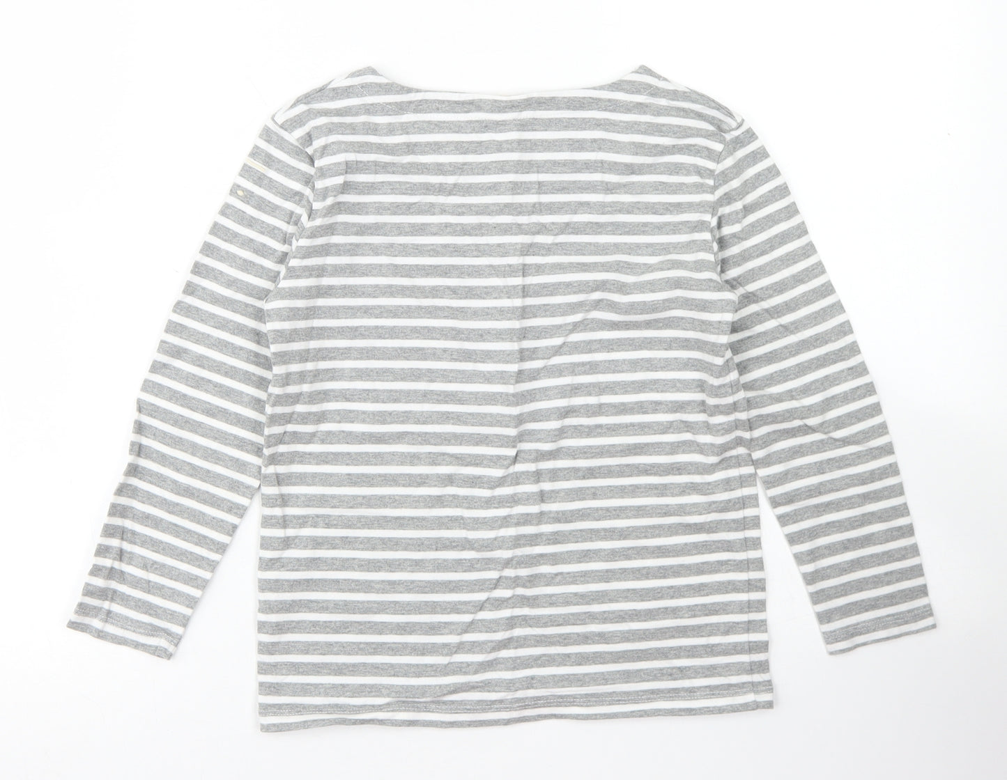 Gray Labels Girls Grey Striped Cotton Basic T-Shirt Size 5-6 Years Round Neck