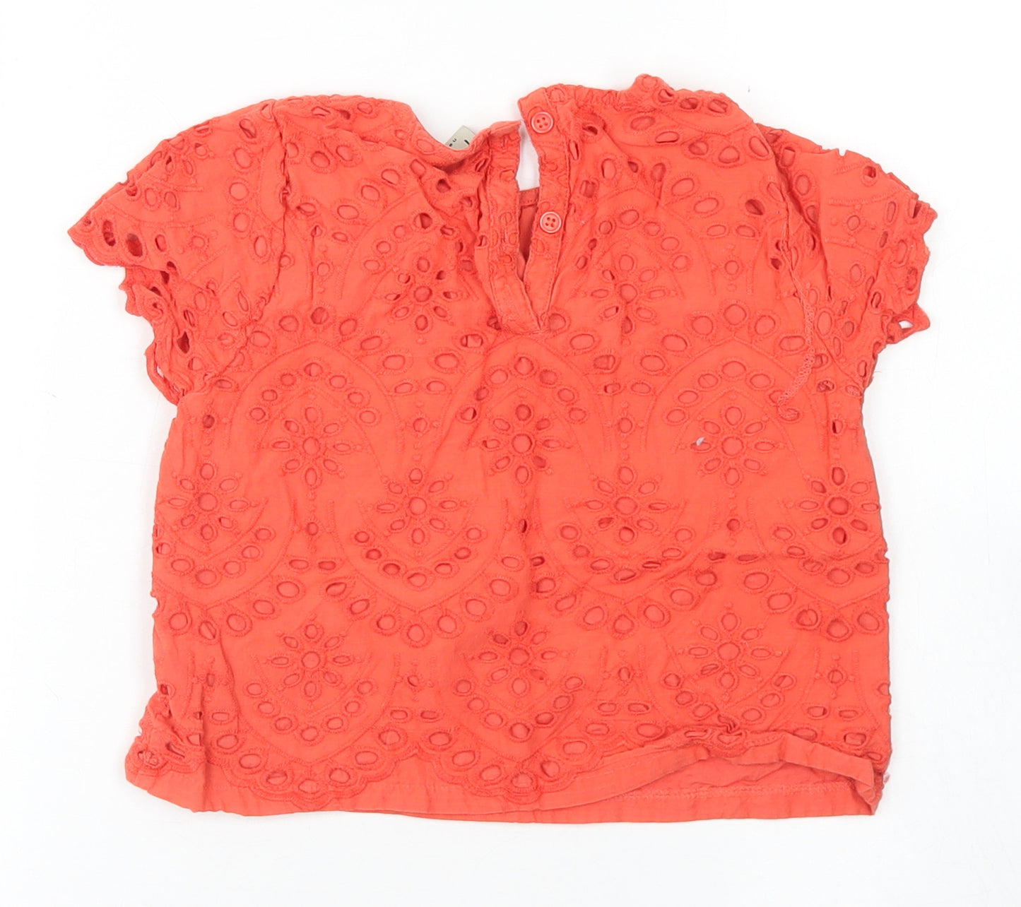 NEXT Girls Orange  Cotton Basic Blouse Size 6 Years Crew Neck Button