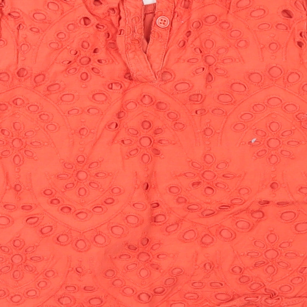 NEXT Girls Orange  Cotton Basic Blouse Size 6 Years Crew Neck Button