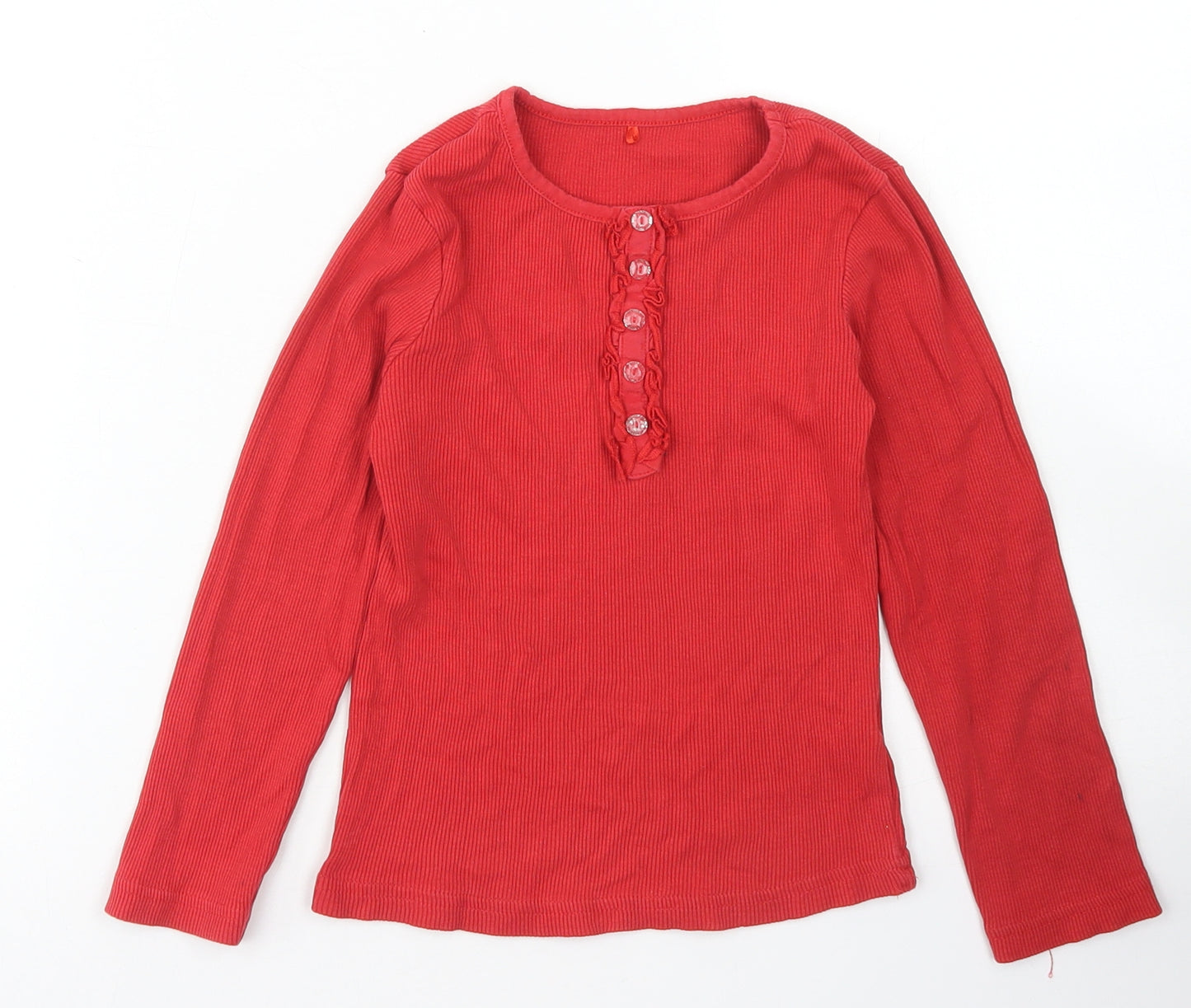 George Girls Red  Cotton Basic T-Shirt Size 5-6 Years Crew Neck