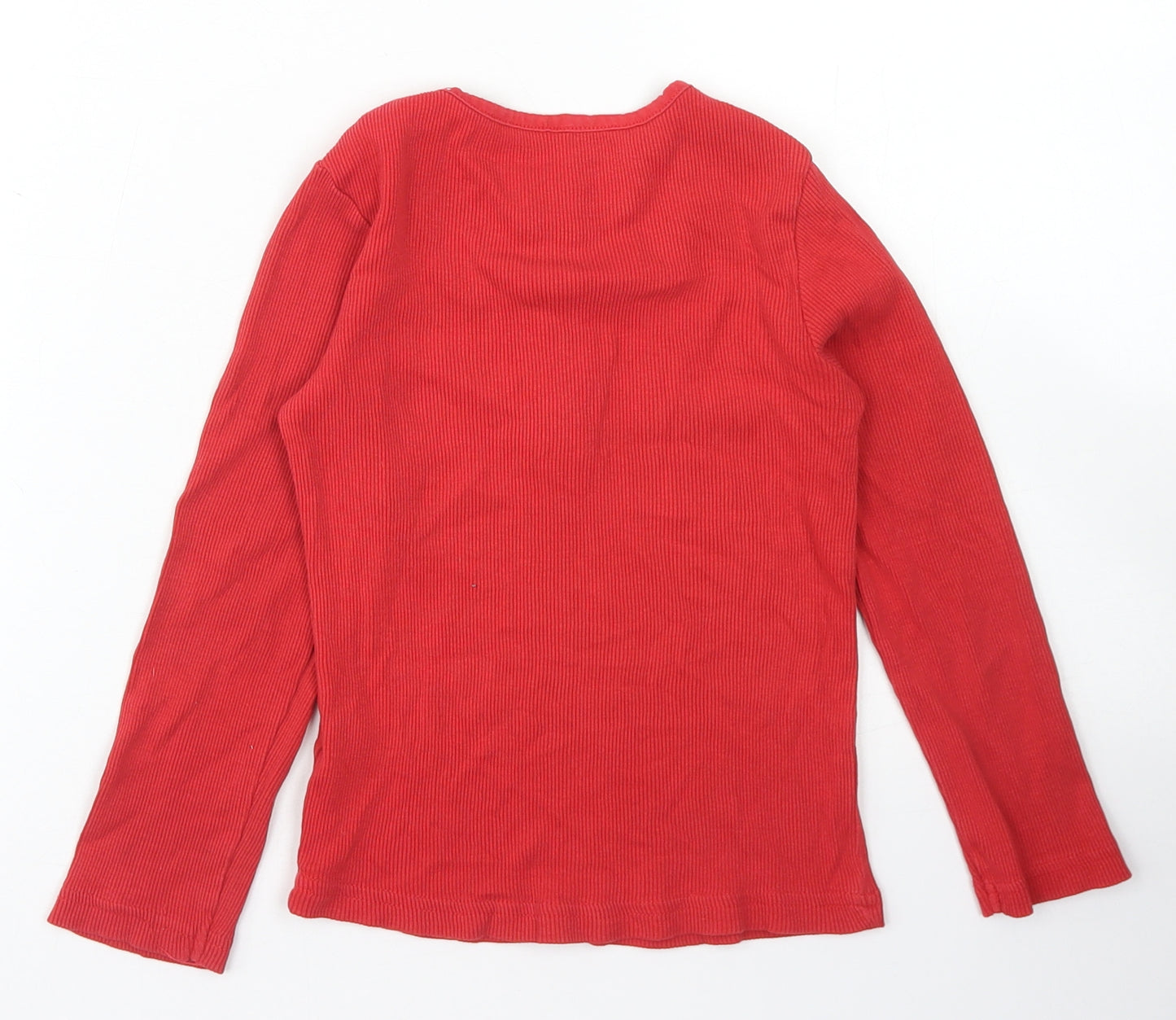 George Girls Red  Cotton Basic T-Shirt Size 5-6 Years Crew Neck