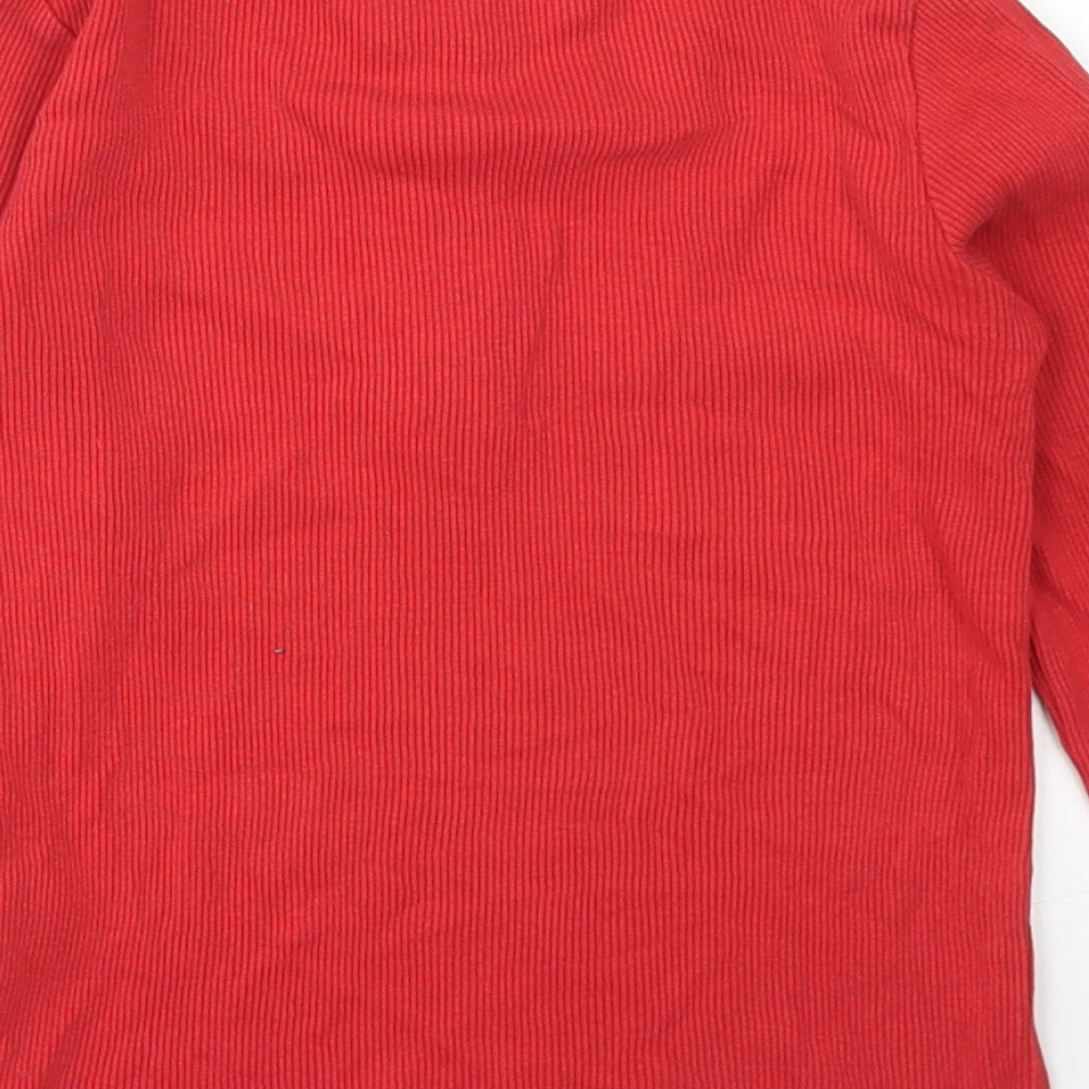 George Girls Red  Cotton Basic T-Shirt Size 5-6 Years Crew Neck