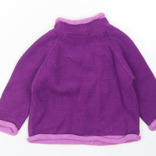 L.L. Bean Girls Purple  Cotton Pullover Jumper Size 6-9 Months   - Bear