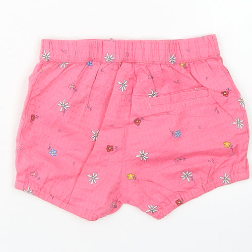 H&M Girls Pink Floral Cotton Cropped Trousers Size 6-9 Months