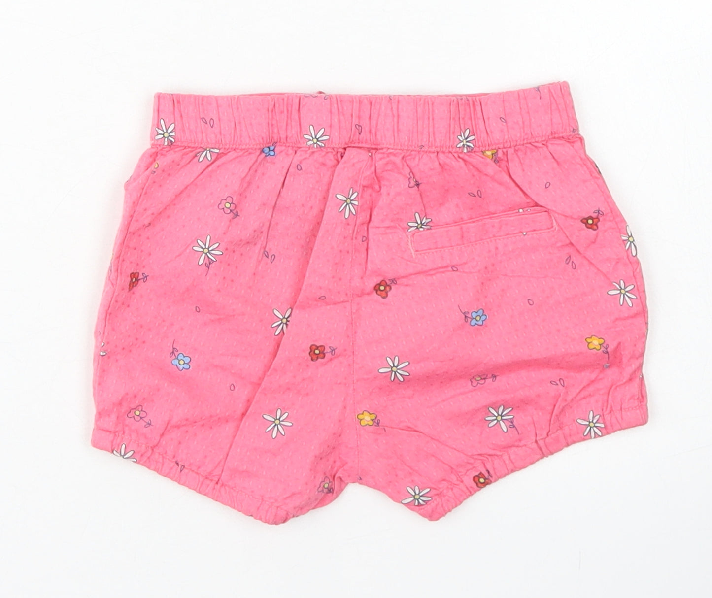H&M Girls Pink Floral Cotton Cropped Trousers Size 6-9 Months