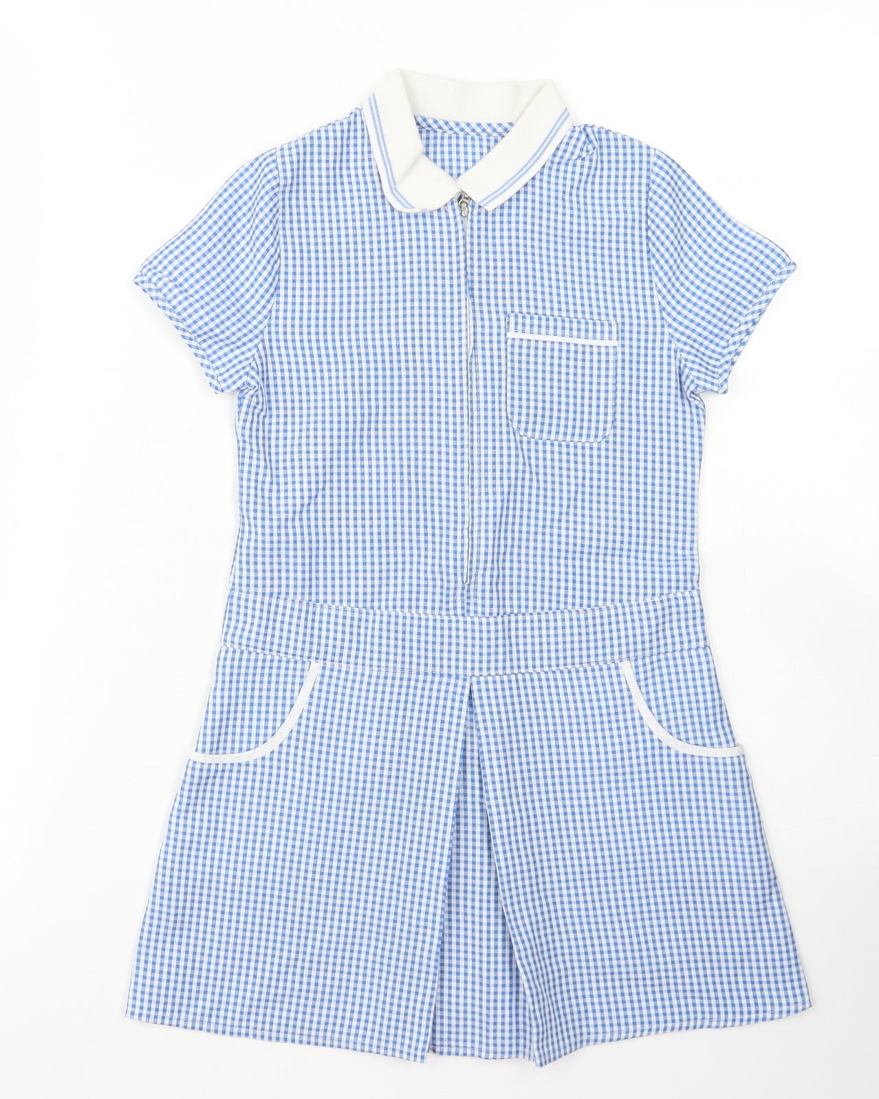 Nutmeg Girls Blue Check Polyester Fit & Flare  Size 4-5 Years  Collared Zip - School Wear