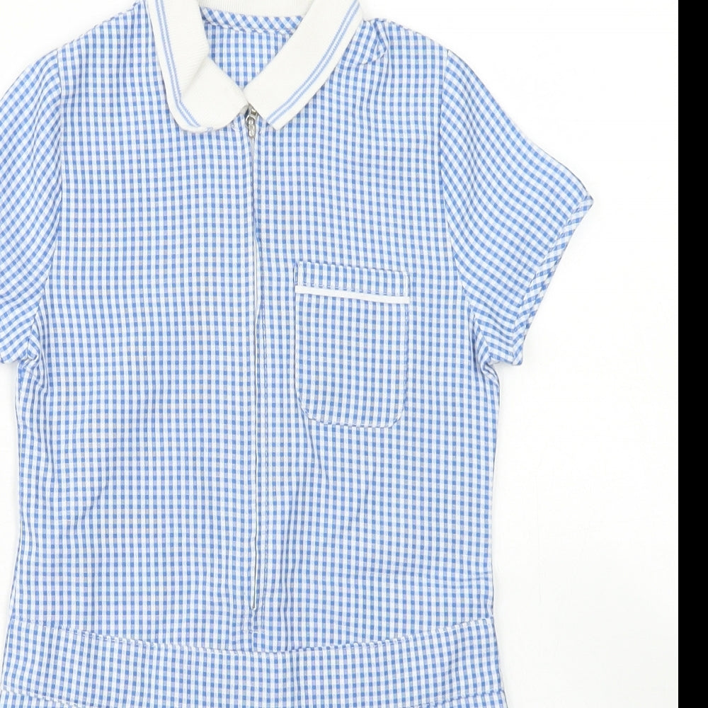 Nutmeg Girls Blue Check Polyester Fit & Flare  Size 4-5 Years  Collared Zip - School Wear