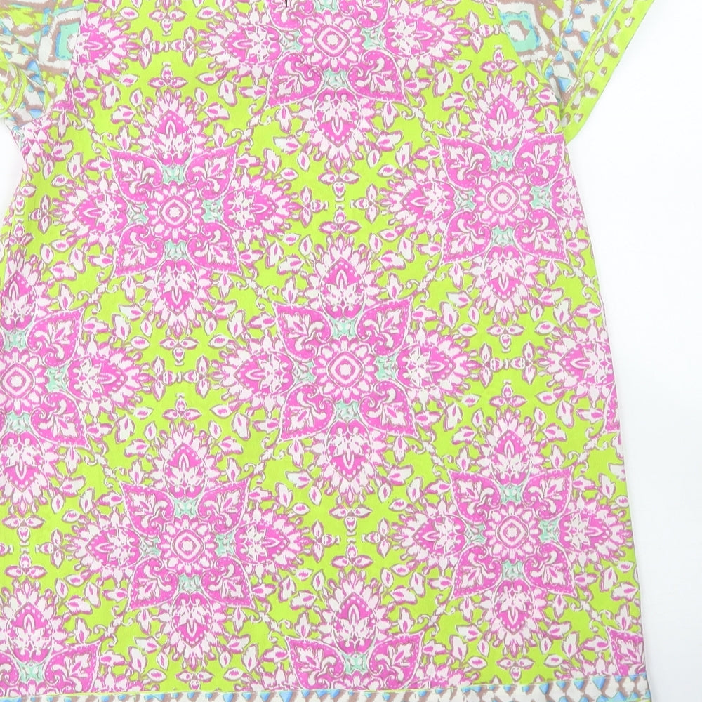 Monsoon Girls Green Floral Polyester A-Line  Size 11-12 Years  Round Neck Button