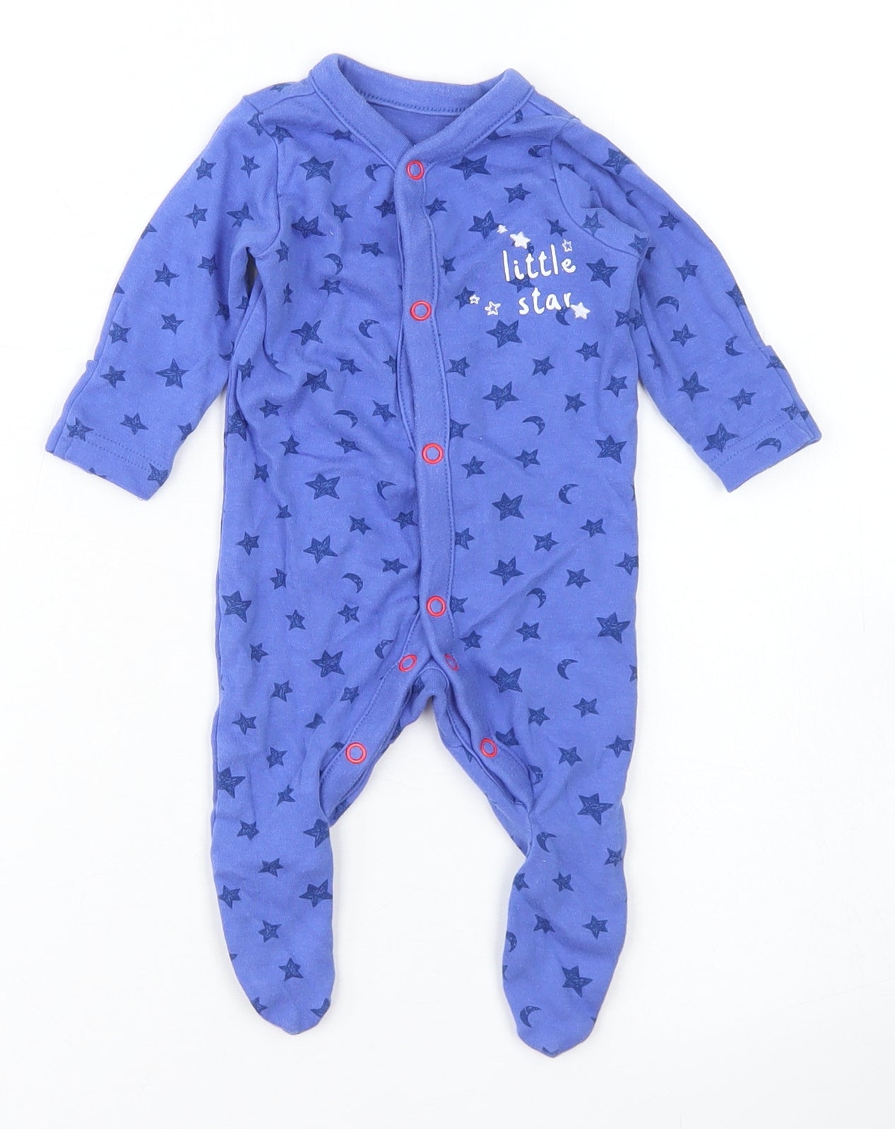Mothercare Boys Blue Spotted Cotton Babygrow One-Piece Size Newborn  Snap