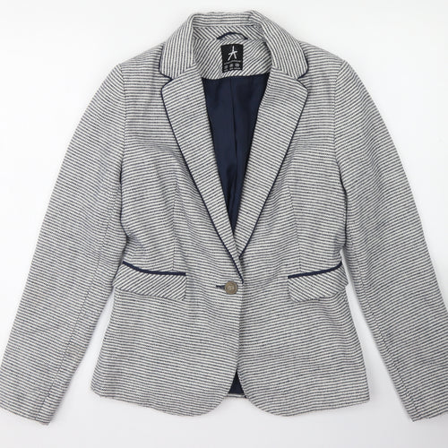 Atmosphere Womens Blue Striped Polyester Jacket Blazer Size 10