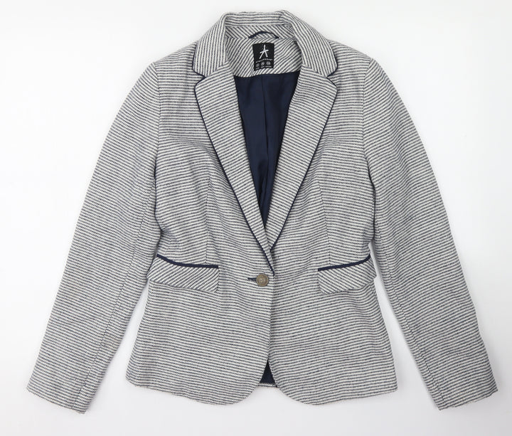 Atmosphere Womens Blue Striped Polyester Jacket Blazer Size 10