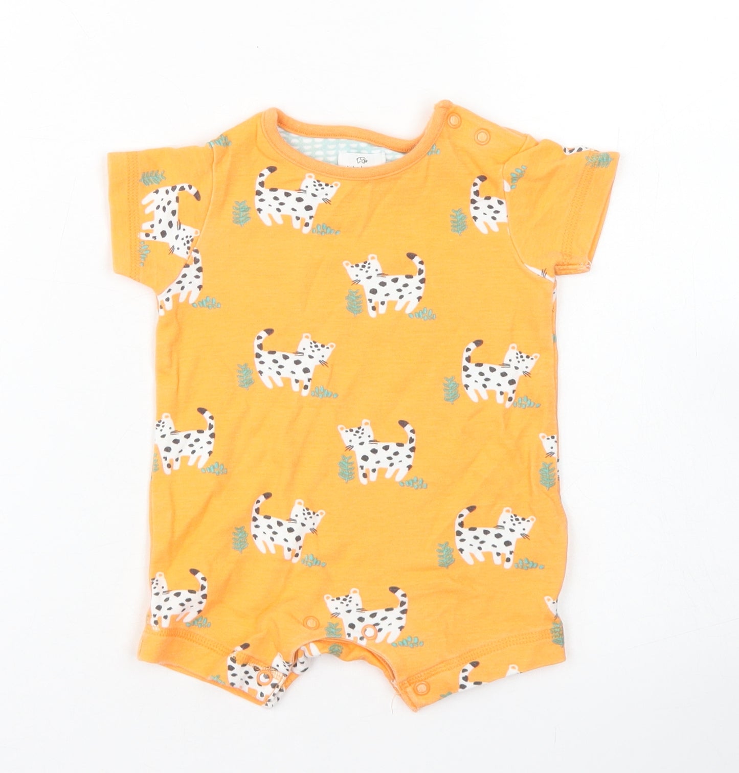 John Lewis Boys Orange Spotted Cotton Romper One-Piece Size 3-6 Months  Snap
