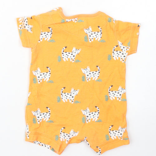 John Lewis Boys Orange Spotted Cotton Romper One-Piece Size 3-6 Months  Snap