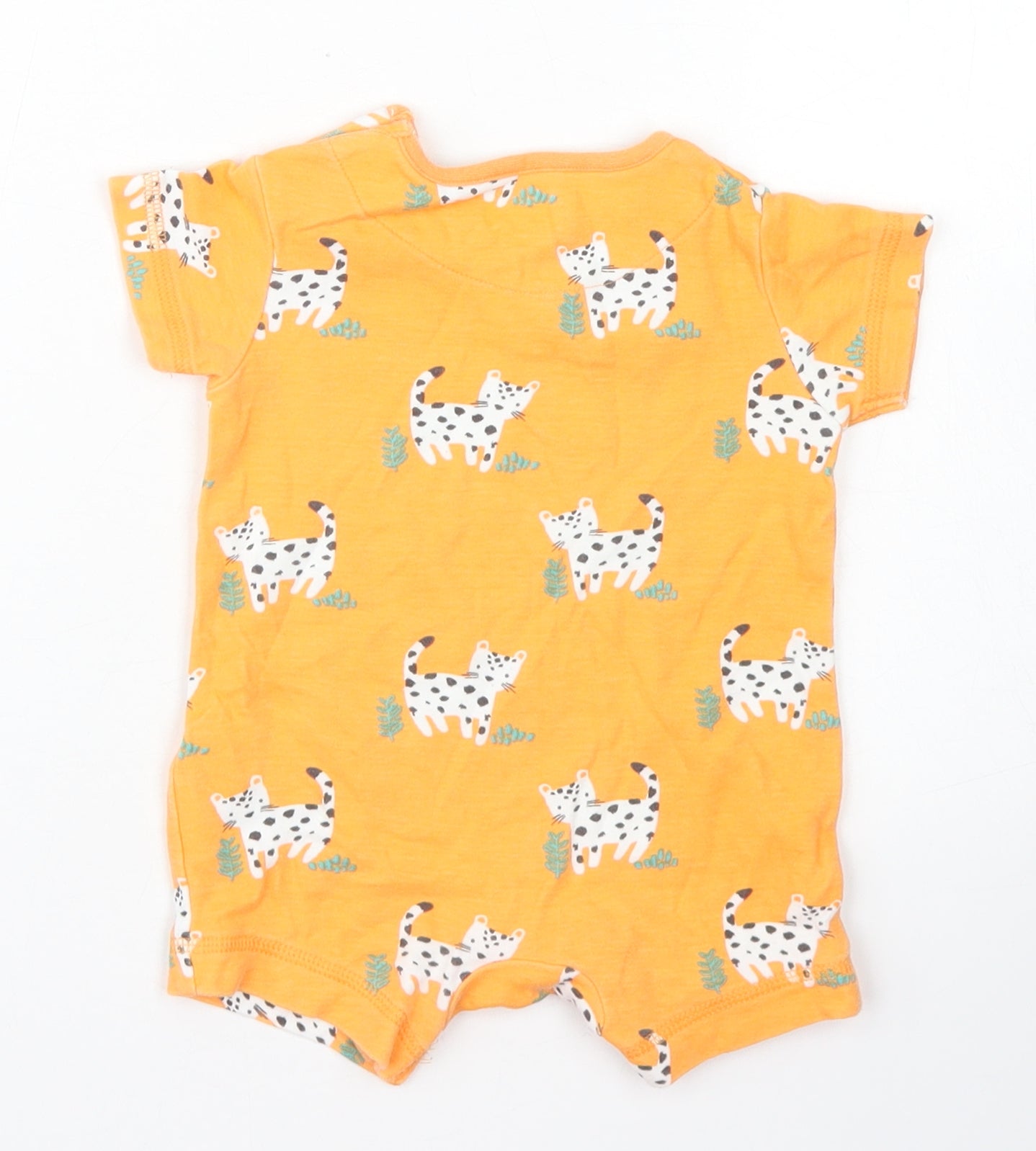 John Lewis Boys Orange Spotted Cotton Romper One-Piece Size 3-6 Months  Snap