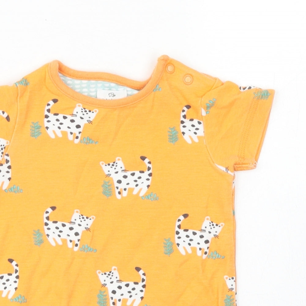 John Lewis Boys Orange Spotted Cotton Romper One-Piece Size 3-6 Months  Snap