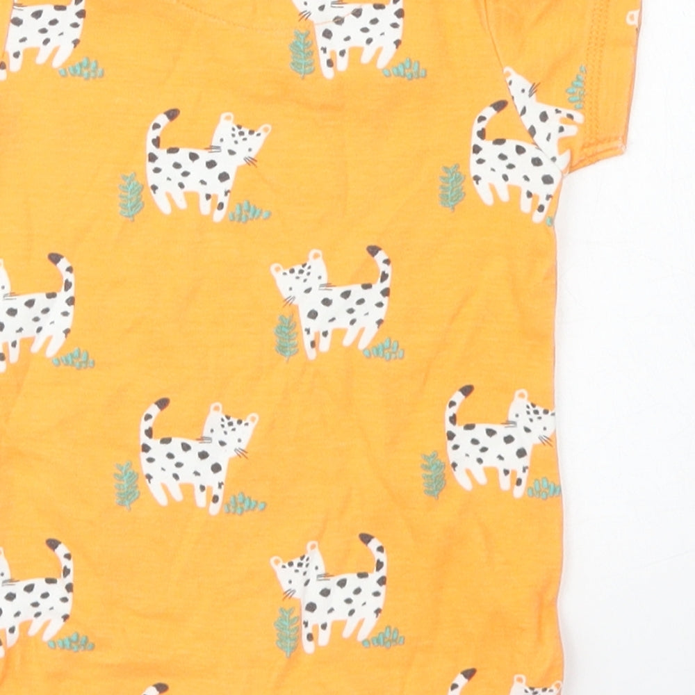 John Lewis Boys Orange Spotted Cotton Romper One-Piece Size 3-6 Months  Snap