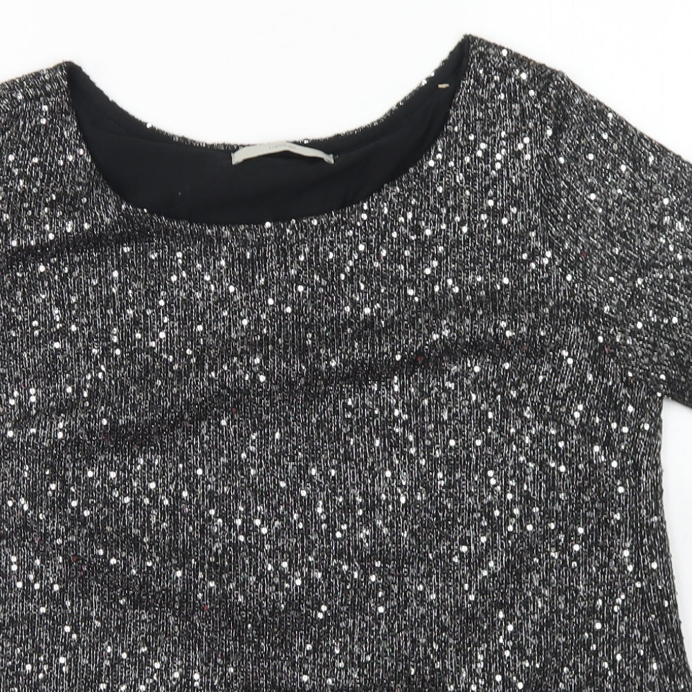 George Womens Silver  Polyester Basic T-Shirt Size 12 Crew Neck
