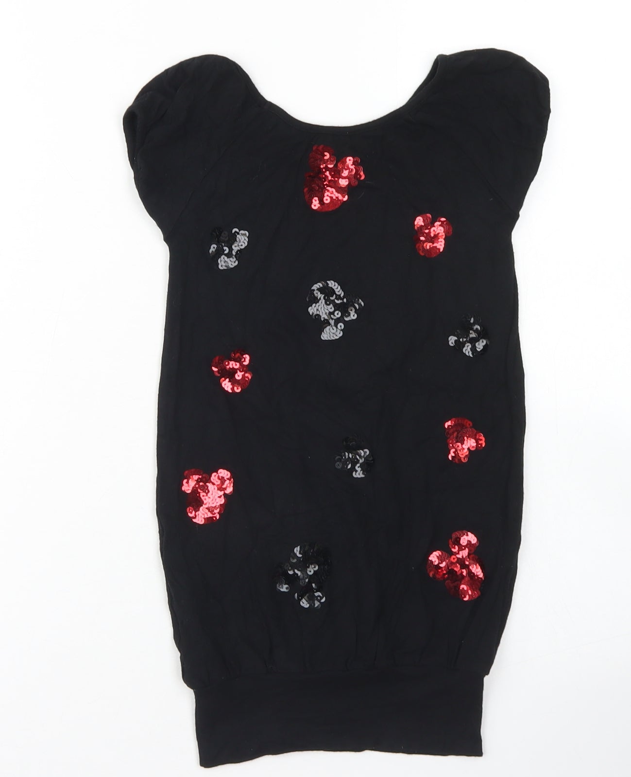 Disney Store Exclusive Girls Black  Viscose Tunic T-Shirt Size 5-6 Years Crew Neck  - Minnie Mouse