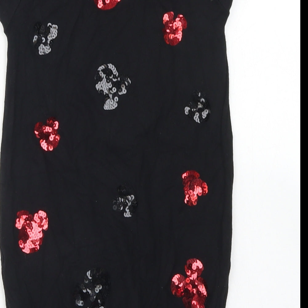 Disney Store Exclusive Girls Black  Viscose Tunic T-Shirt Size 5-6 Years Crew Neck  - Minnie Mouse