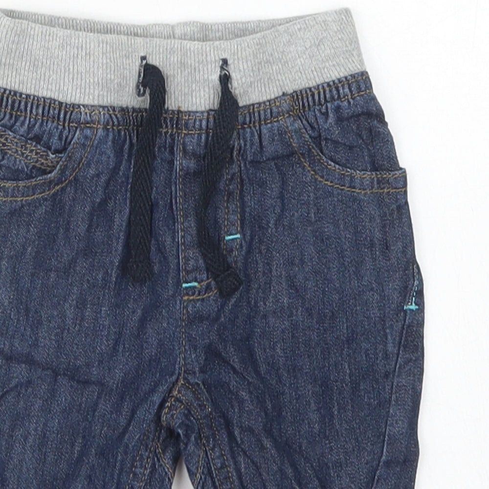 Baby Boys Blue  Cotton Jogger Jeans Size 0-3 Months  Drawstring