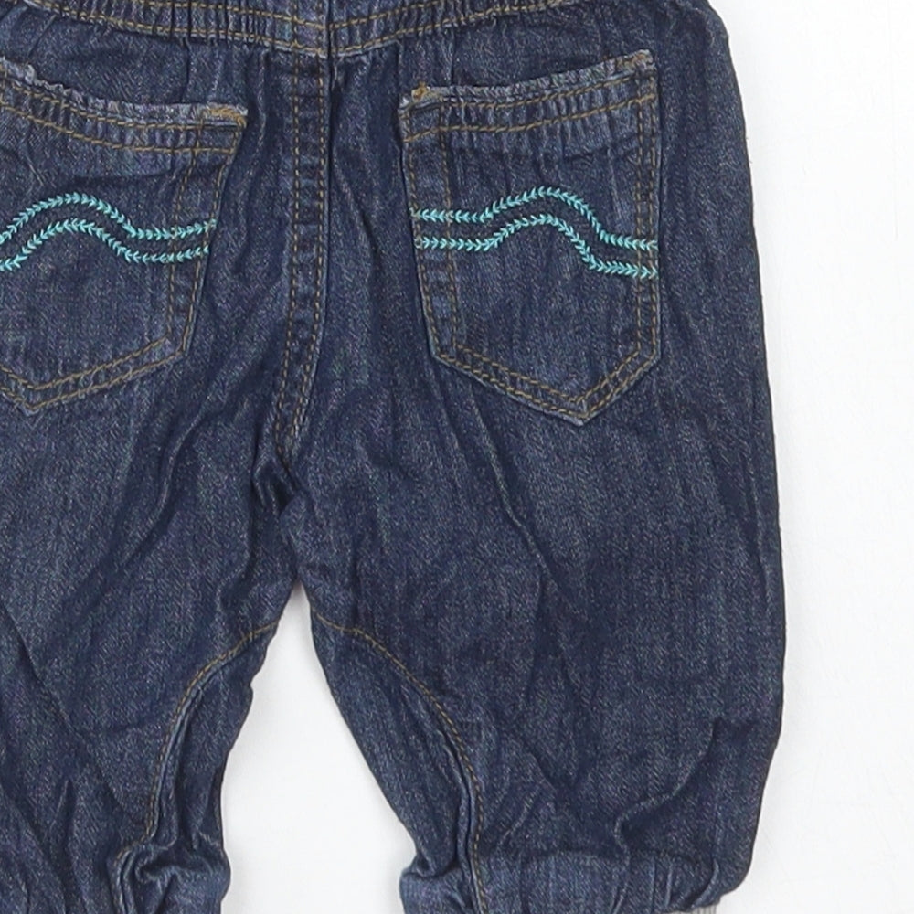 Baby Boys Blue  Cotton Jogger Jeans Size 0-3 Months  Drawstring