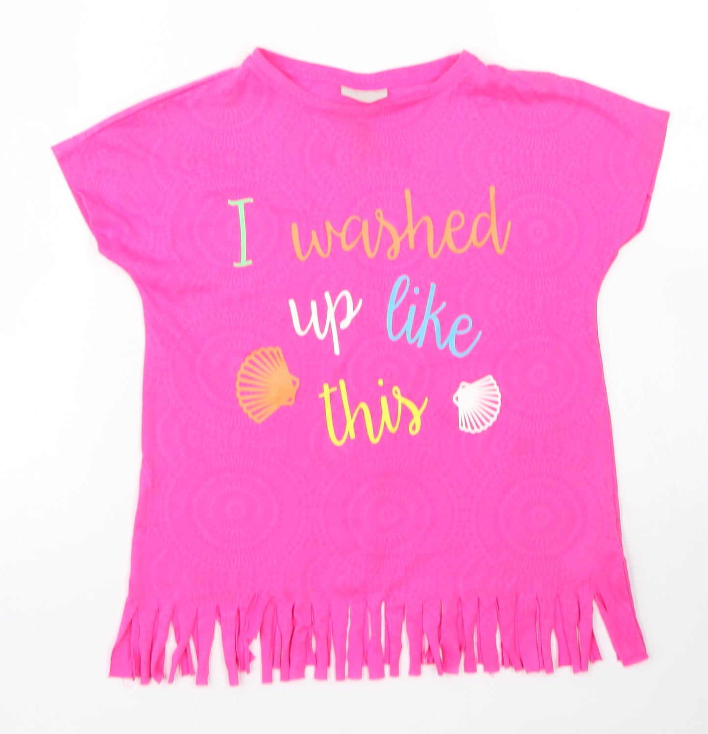 Matalan Girls Pink  Polyester Basic T-Shirt Size 6 Years Crew Neck  - Beach Wear
