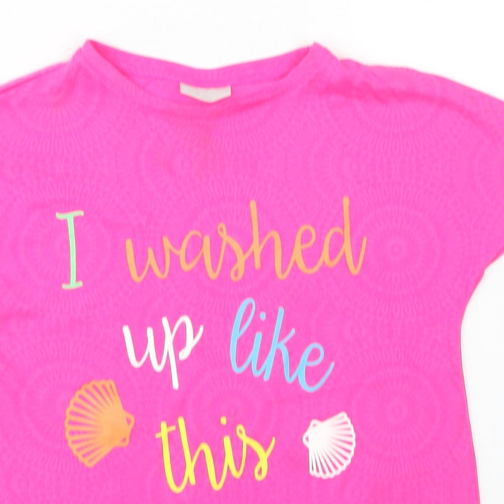 Matalan Girls Pink  Polyester Basic T-Shirt Size 6 Years Crew Neck  - Beach Wear