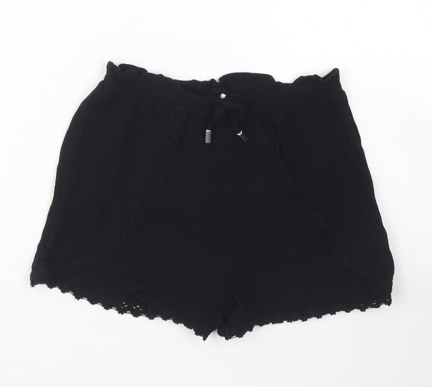 Primark Girls Black  Viscose Mom Shorts Size 9-10 Years  Regular Drawstring