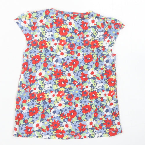 TU Girls Red Floral Cotton Basic T-Shirt Size 3-6 Months Crew Neck
