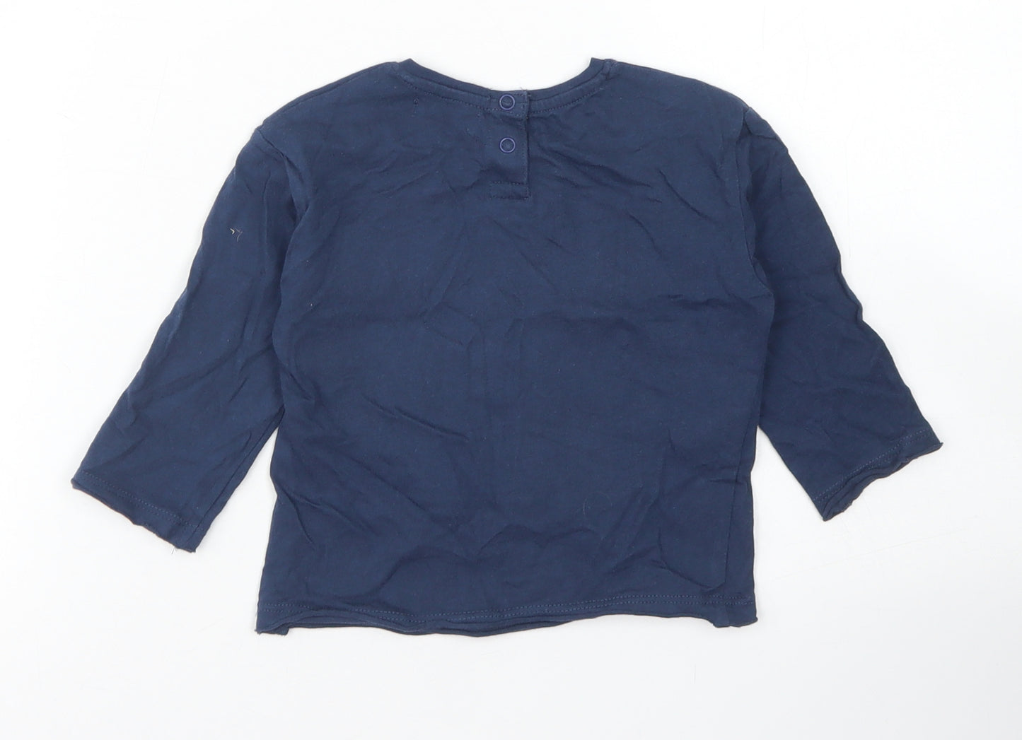 Mango Girls Blue  Cotton Basic T-Shirt Size 12-18 Months Crew Neck Snap - Just be you